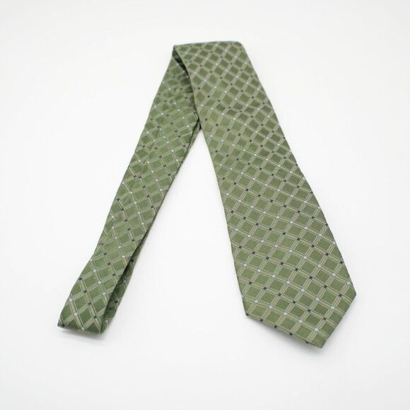 Nautica Green Woven Check Silk Tie - Picture 7 of 7